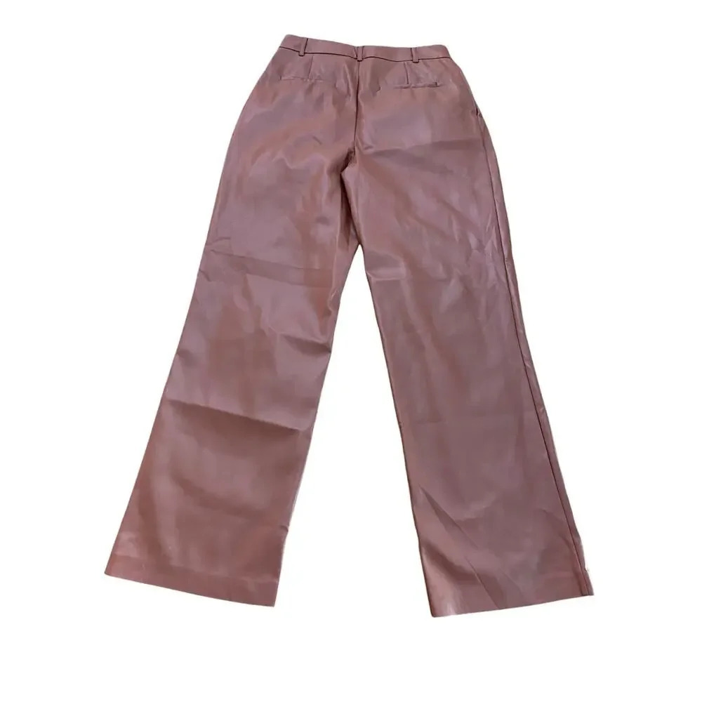 House of Harlow 1960 Brown Vegan Leather Wide Leg High Rise Pant Size 6